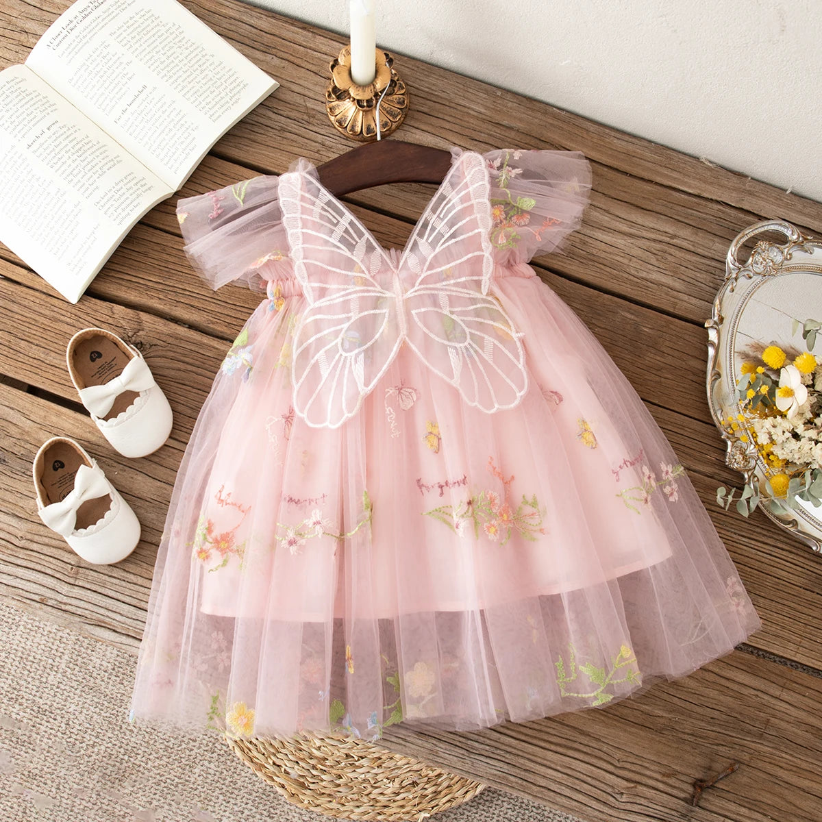 Girls' Dress Summer Floral Mesh Baby Girls Dress Adorable Wedding Flower Girl Dress Baby Girl Clothe