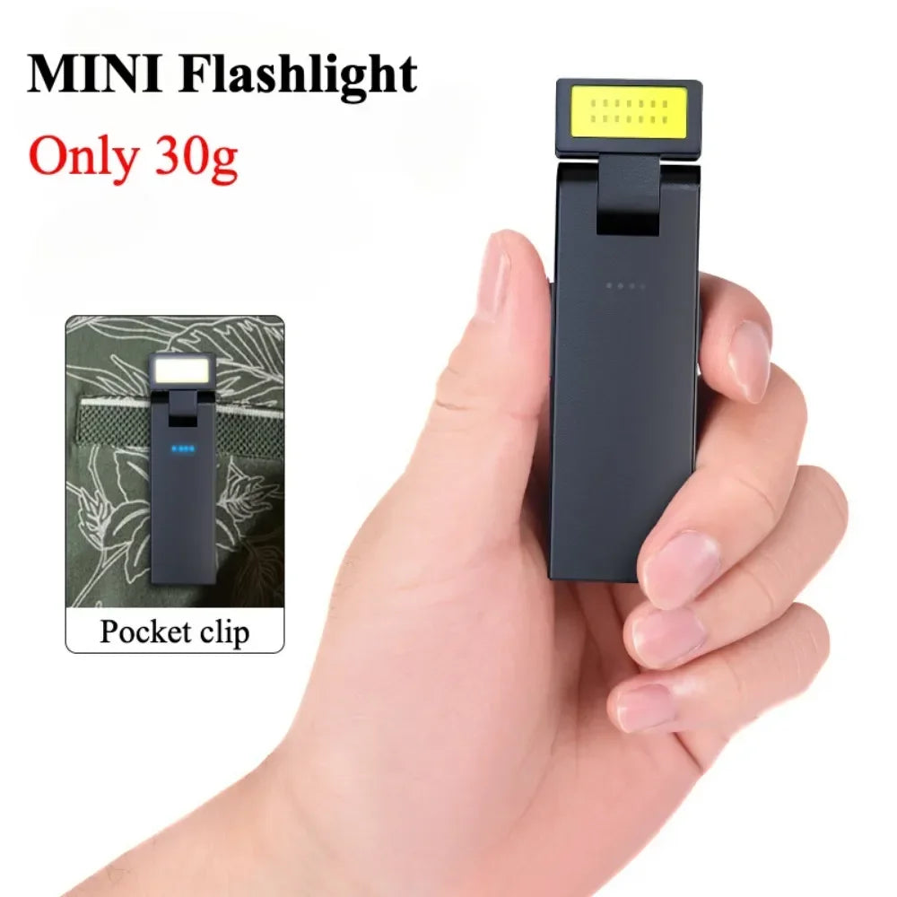 Magnetic Torch Light Work Light Rechargeable MINI COB Flashlight High Power Night Work Emergency Lamp Night Light Small Car Lamp