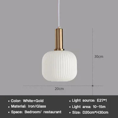 Striped Nordic Vintage Colorful Glass Chandelier For Dining Room Kitchen Island Pendant Light Bedroom Bedside Hanging Lamp