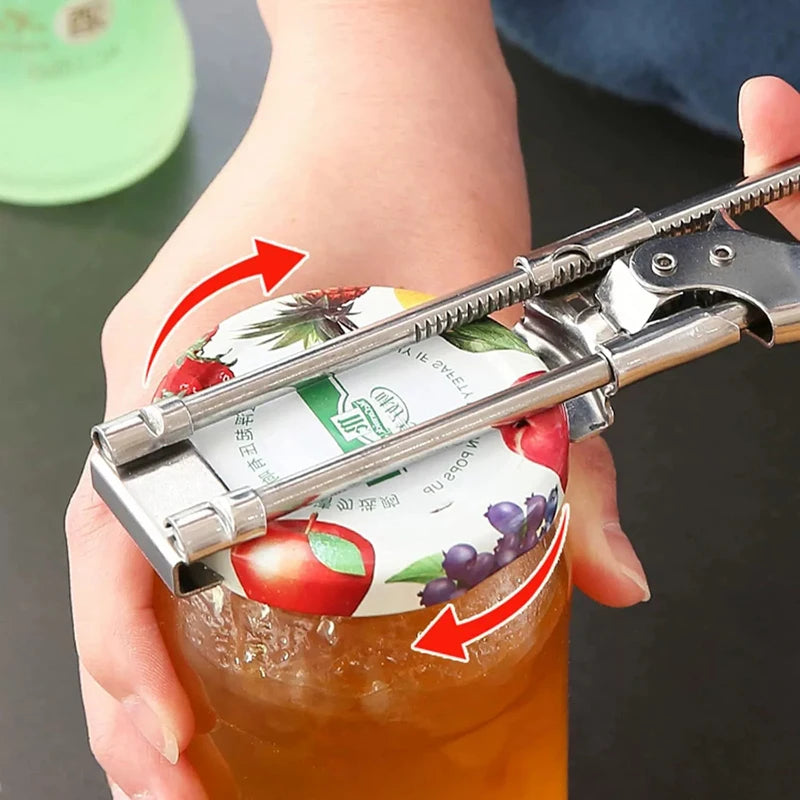 Stainless Steel Adjustable Multi Function Labor Saving Bottle Jar Can Opener Kitchen Tool Heavy Duty Easy Grip Accessories