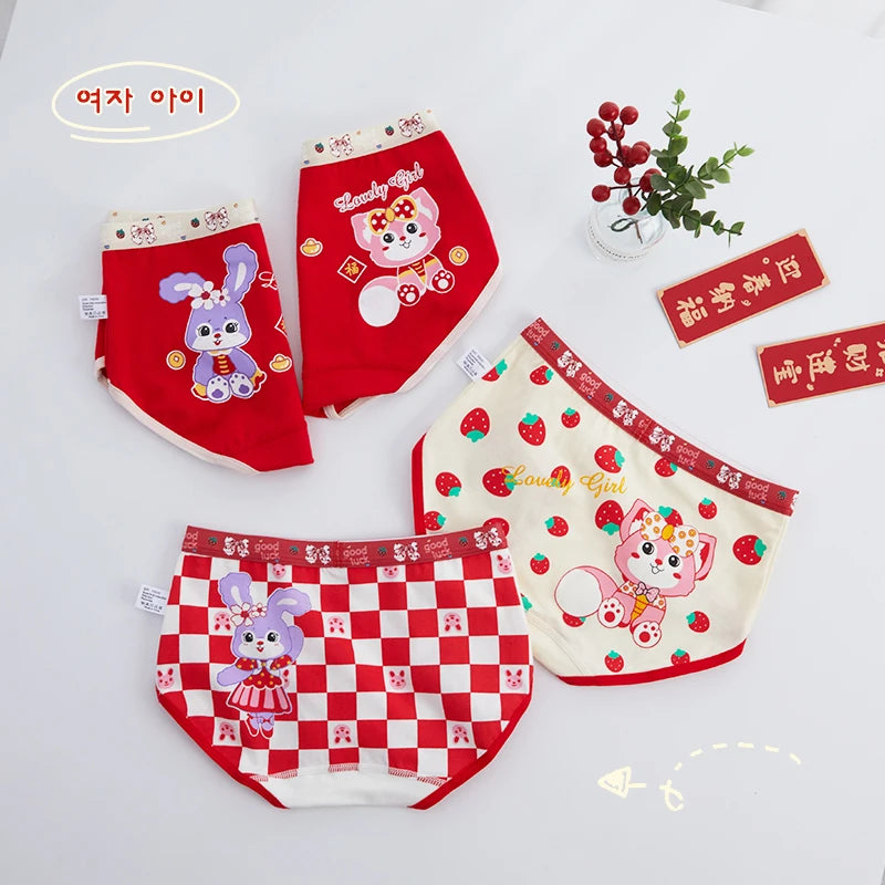 4PCS Soft Underwear Cartoon Children's Cotton Girl Panties Briefs Cute Shorts Panties for Girls Underwears Clothing Mother Kids