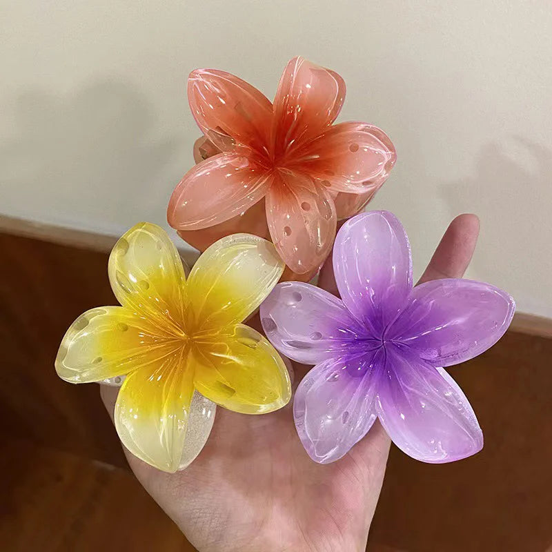 Bohemian Flower Hair Claw Clip For Women Sweet Floral Hair Claws Crab Clamp Barrettes Hawaiian Headwear Beach Accessories Girl