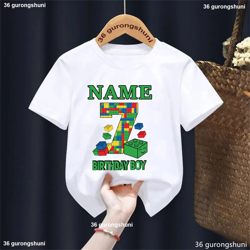 Building Blocks 1-10 Birthday Boys T-shirt Funny Block Graphic Print Toddler T-shirt Gifts kids Birthday Party Clothing T-shirt