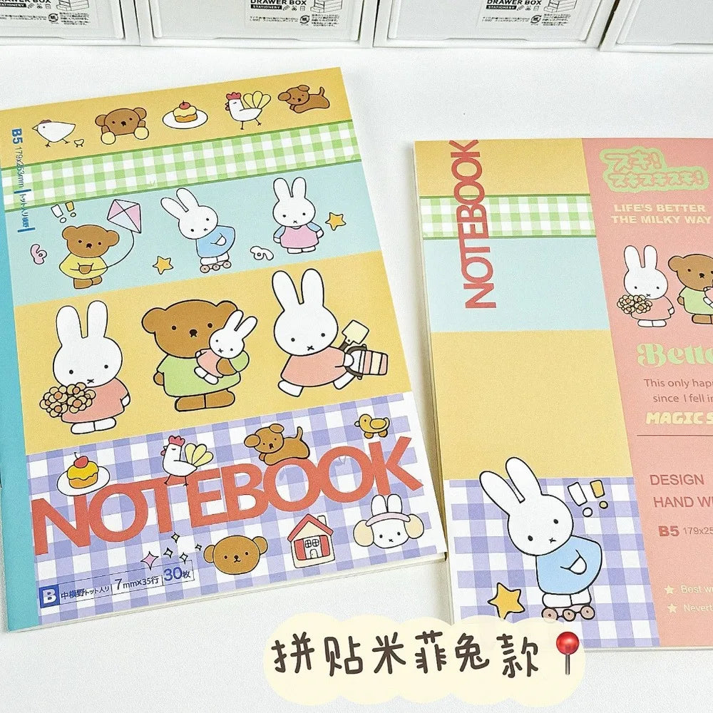 Kawaii Miffy Cute Notebook Ins Style Graffiti Notebook B5 Simple Handheld Ledger Horizontal Notes Message Book Gift Toy for Girl