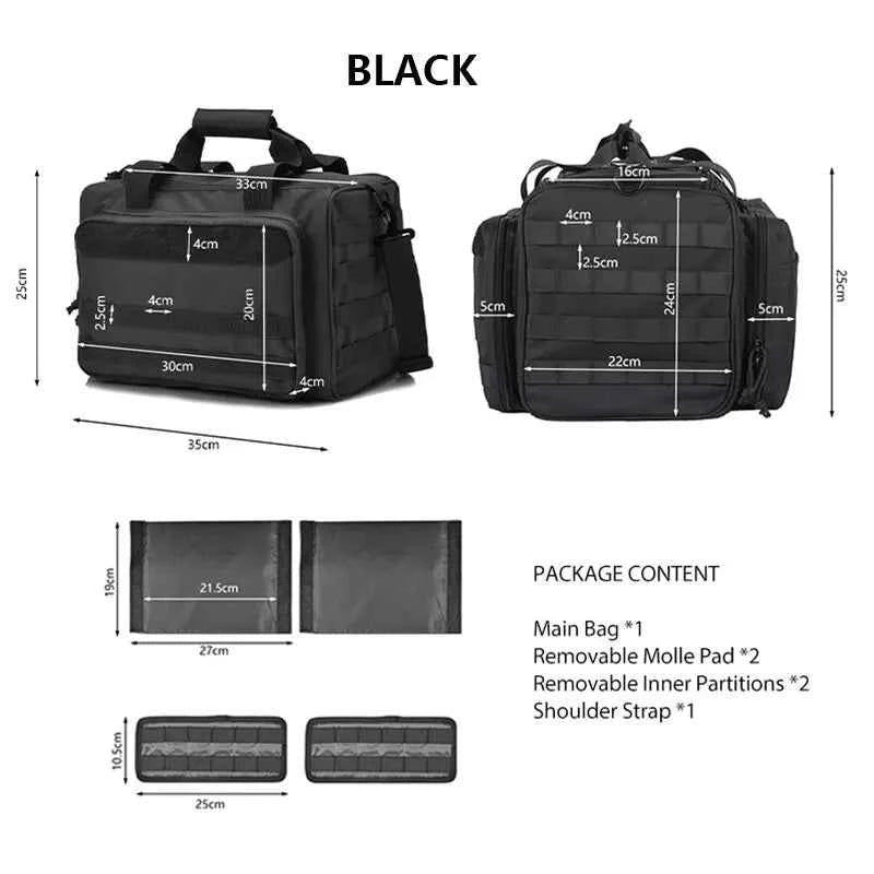 Gun Range Storage Bag Molle System Outdoor Hunting Accessory Nylon Gun Tactical Case Bags Pistol Tool Shoulder Pack Sniper Black