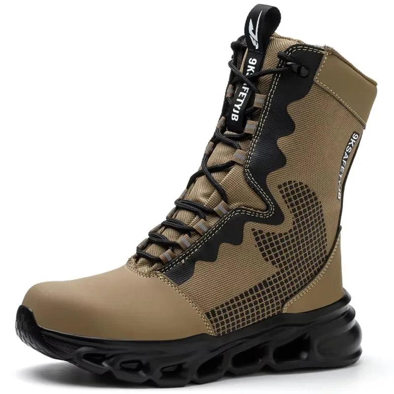 Fashion Work Boots Men Protective Shoes Safety Boots Steel Toe Shoes Outdoor Hiking Boots Light Tactical Boots Puncture-Proof