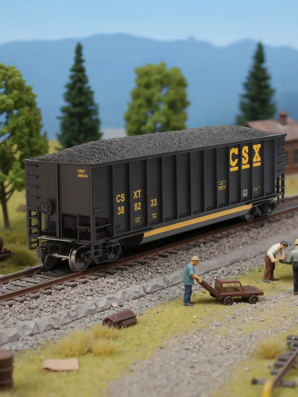 Evemodel Train Wagon HO Scale Coal Car 1:87 Coalporter Hopper Car with Coal Load C8771