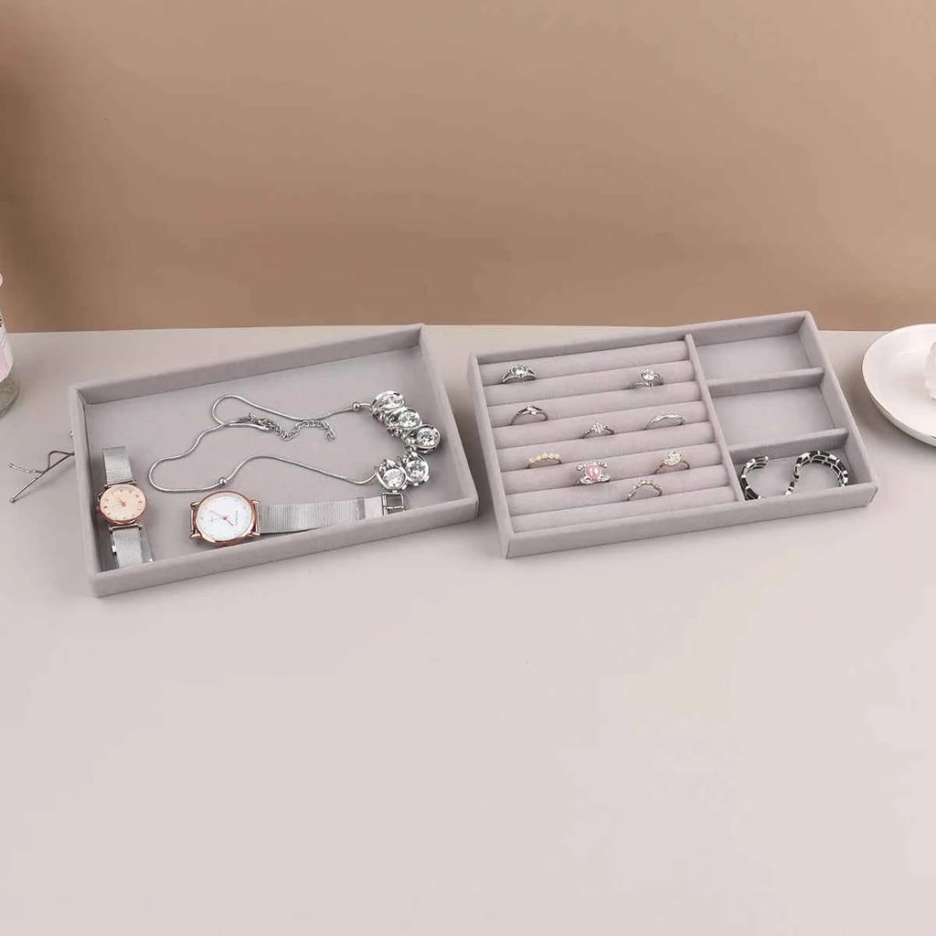 Velvet Jewelry Display Stackable Exquisite Jewellery Holder Portable Ring Earrings Necklace Organizer Box organizator de boys