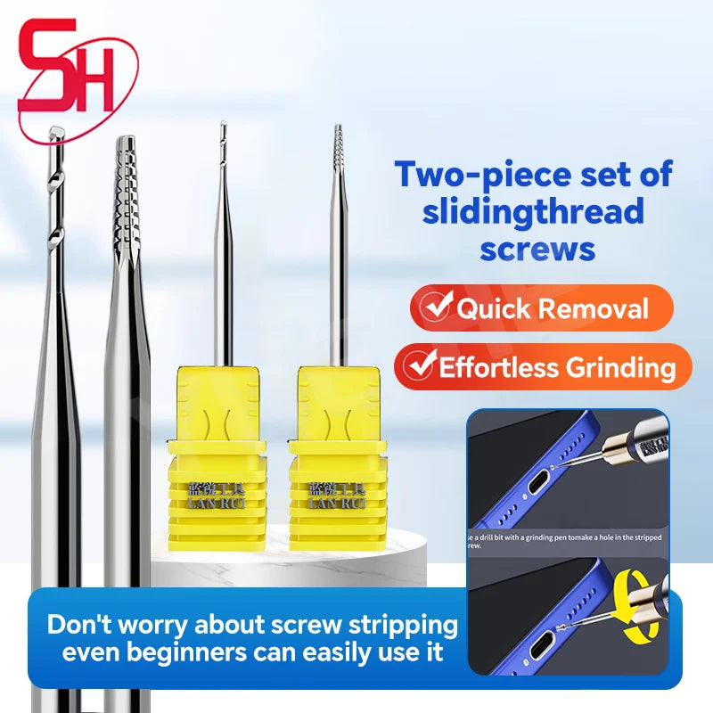 Lanrui U8S Alloy Stripped Screw Extractor Drill Bit Set 2.35mm Shank for Phone Repair Professional Sliding Thread Removal Tool