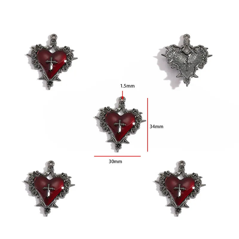 2pcs 25 styles Dark Gothic Retro Black flower moon Heart snake charm for Personalized Necklace Earrings Pendant DIY Accessories