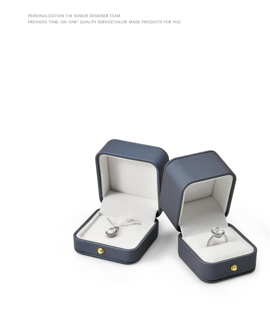 WoodTen Ring Jewelry Box PU Leather Jewelry Organizer Ring Earring Box Necklace Pendant Box Proposal Engagement Wedding Gift Box