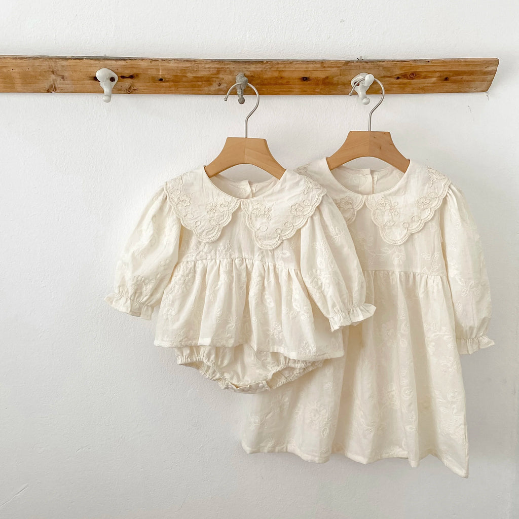 Autumn Baby Bodysuit Sisters Dress Flower Embroidery Dress Infant Girls Toddler Outfit  Baby Girls Rompers Family Sister Dress
