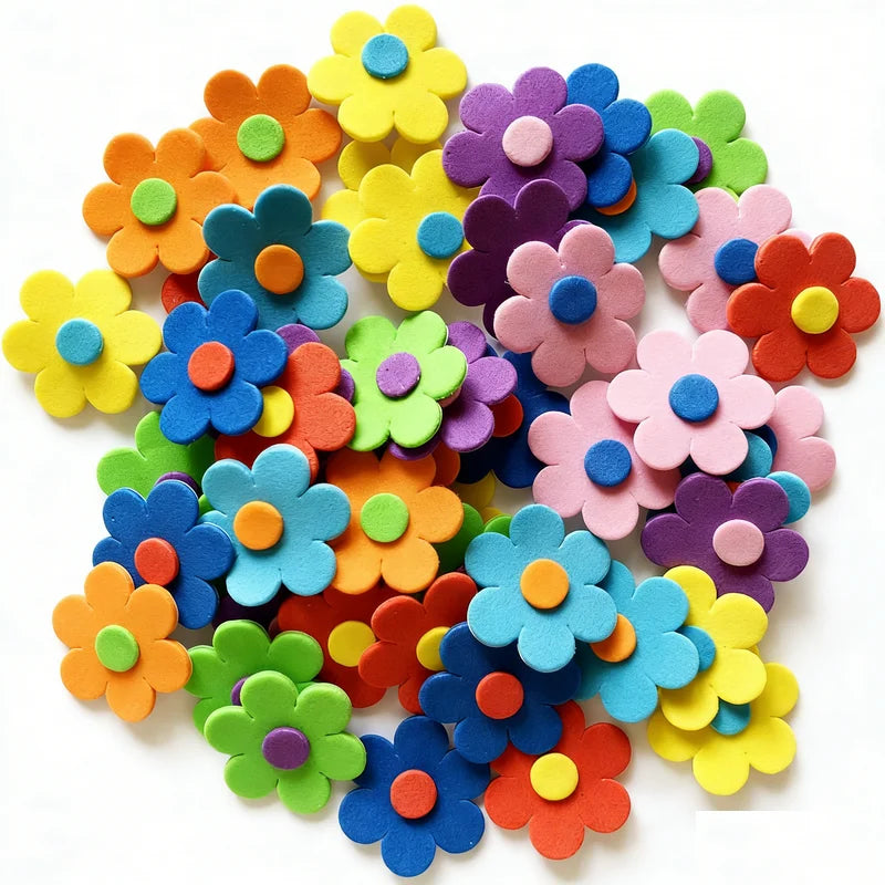 100PCS Glitter Foam Stickers Assorted Shapes Self-Adhesive Craft Stickers for Kids DIY Scrapbooking Card Making Classroom Decor