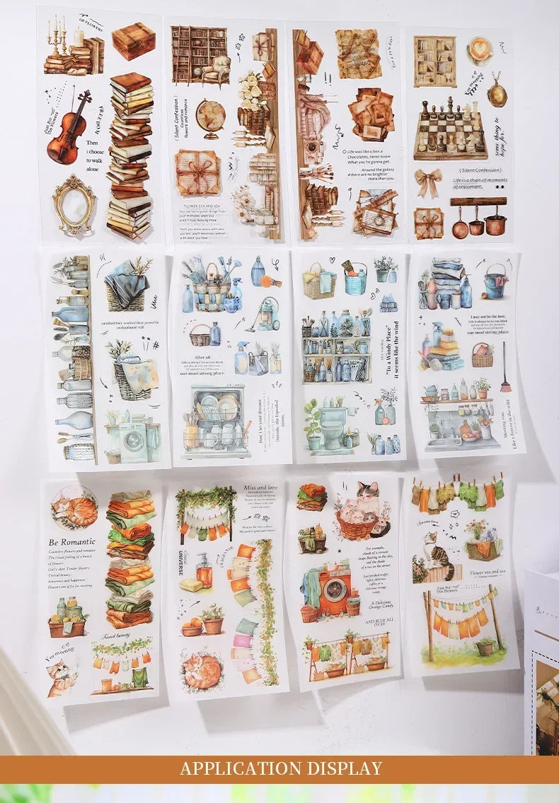 Homely Aesthetics 18 Exquisite Dual Material Die-Cut Stickers in 6 Home Decor Designs Soft  Time Series