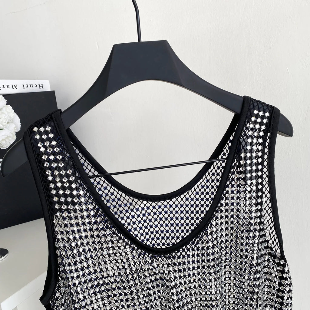 Ele Svel Women's Vest Summer Me Hollow Heavy Embroidery ort Design Street Sexy Top Faion Commute Sle Slim Fit