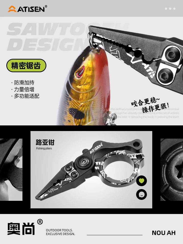 Outdoor fishing tools aluminum alloy fishing pliers sharp cutting mini easy to carry fishing tools Lure fishing pliers