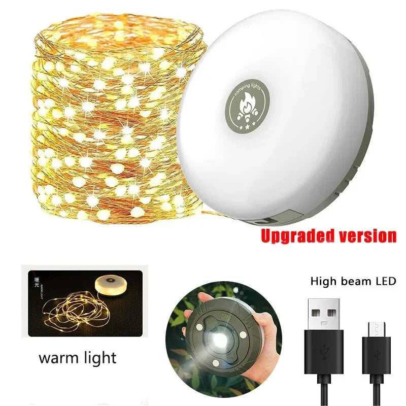 LED Camping Lamp Strip Atmosphere 10M Length Waterproof Recyclable Light Belt Outdoor Garden Decoration Lamp for Tent Room