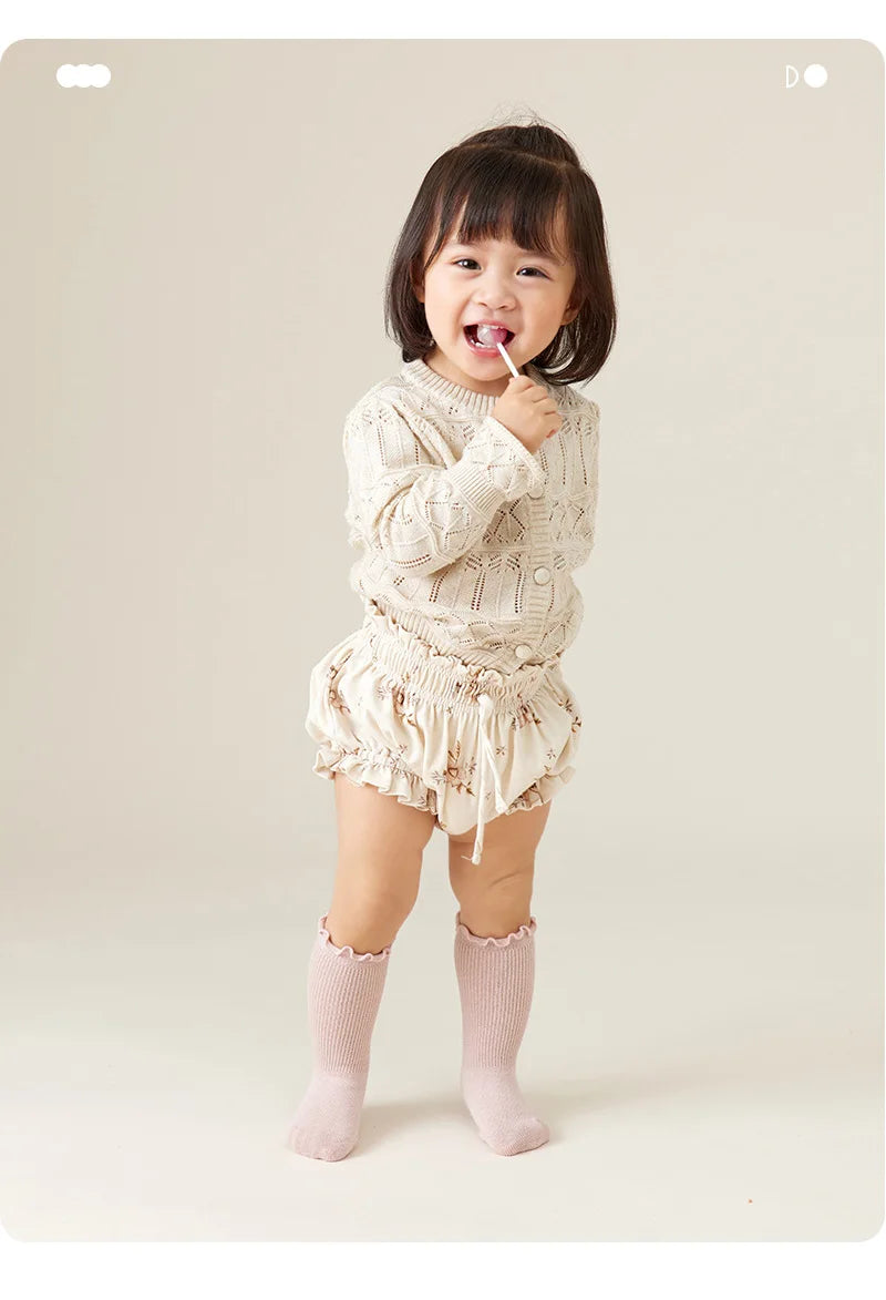 Autumn Baby Ruffle Girls Socks Knee High Cotton Long Sock Kids Soft Solid Toddlers Socks Children Princess Socks for 0-5Y Spring