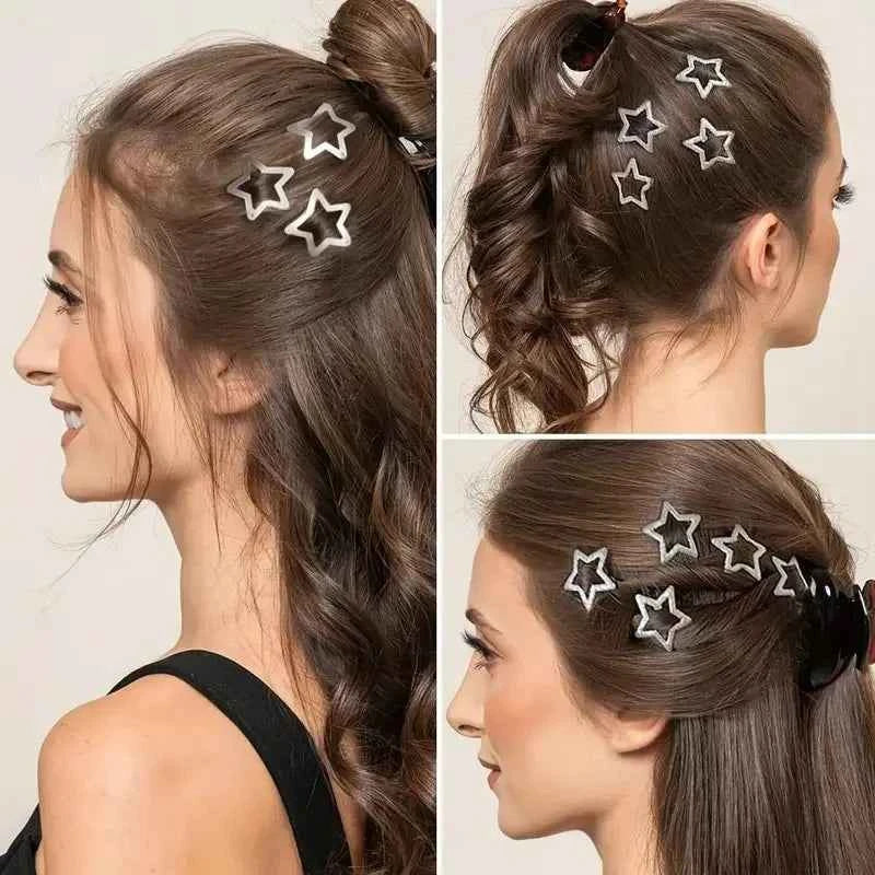 10/25/50/100pcs Y2K Silver Star Hair Clips High Quality Star Hair Clip Metal Clip Silver Pentagram Bb Clip Hair Accessory