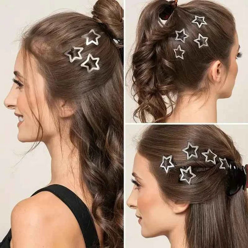 10/25/50/100pcs Y2K Silver Star Hair Clips High Quality Star Hair Clip Metal Clip Silver Pentagram Bb Clip Hair Accessory