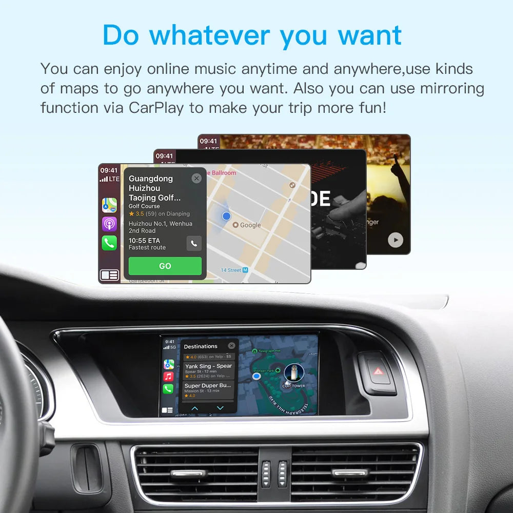 AUTOABC For Audi A4 B8 A5 Q5 S5 2009-2015 Wireless CarPlay Android Auto with mmi 3g with AirPlay Rearview Camera Mirror link