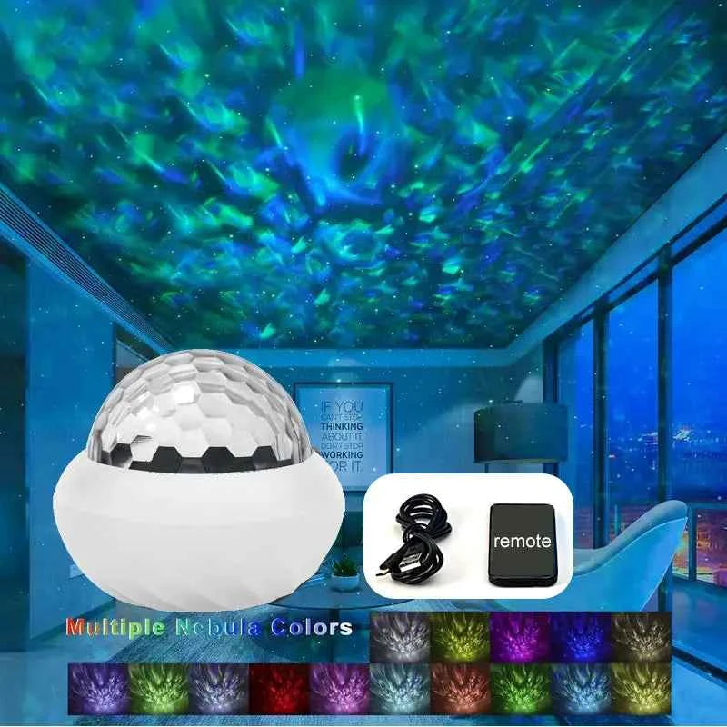 Northern Light Projector RGB Atmosphere Night Lights Remote Control USB Aurora Projection Lamp 360° Rotate for Home Party Decor