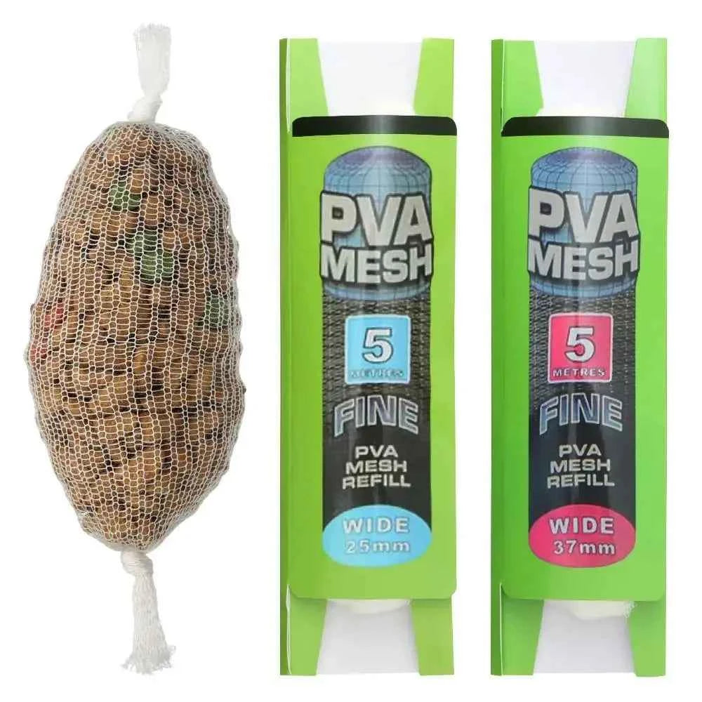 Soluble PVA Mesh Bag 5M Refill Carp Feeder Fishing Lures Refill Rig Hook Bait Wrap Bags 25mm 37mm Fishing Accessories