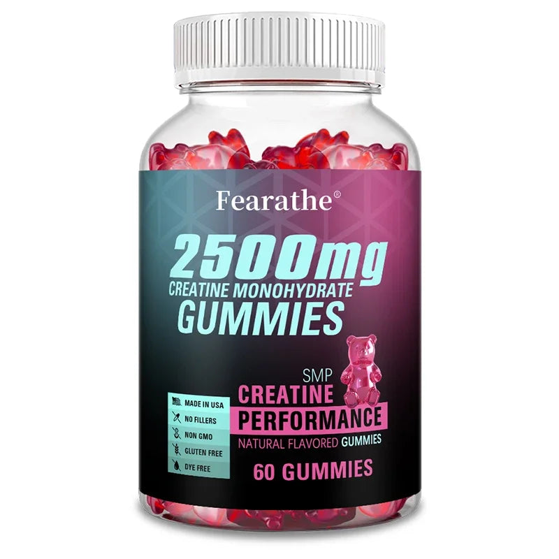 60 count-1 bottle Package Creatine Monohydrate Gummies – Muscle Growth & Energy
