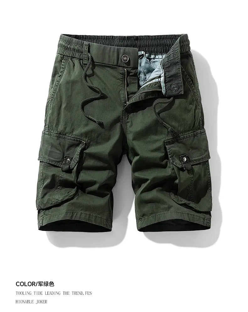 Men's Trendy Shorts - Summer Cotton-blend Breathable Multi-Pocket Outdoor Workwear Cargo Pants, Suitable for Hiking and Jogging
