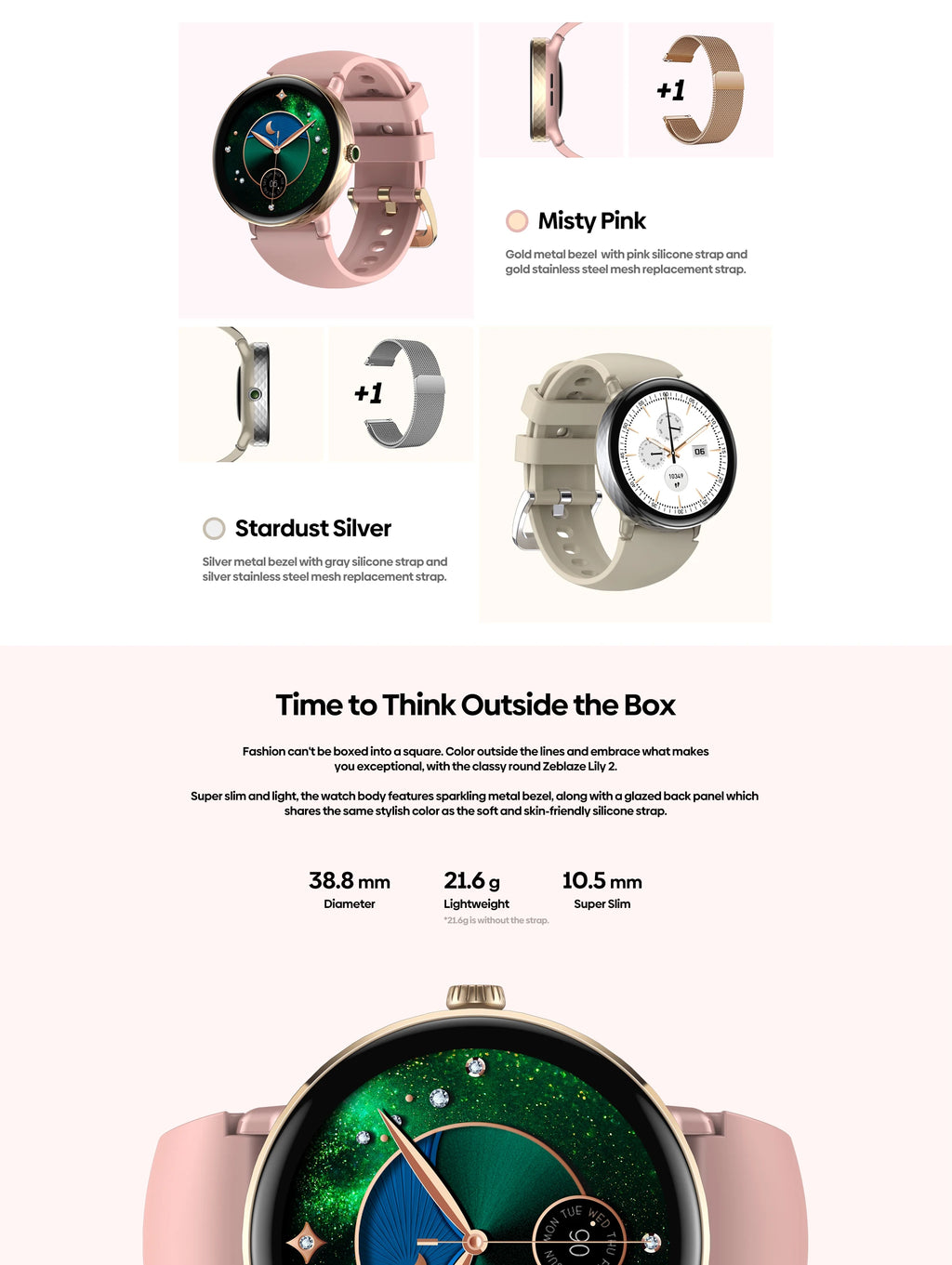 NEW 2025 Zeblaze Lily 2 Bluetooth Calling Smartwatch 1.2" AMOLED Screen Double Straps Health Monitoring Smart Watch for Women