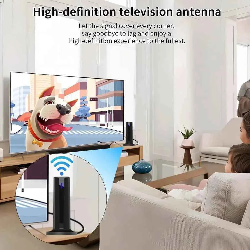 Digital TV Antenna For Smart TV Indoor TV Antenna Long Range Reception HDTV Antenna Supports 4K 1080p With Stick Base