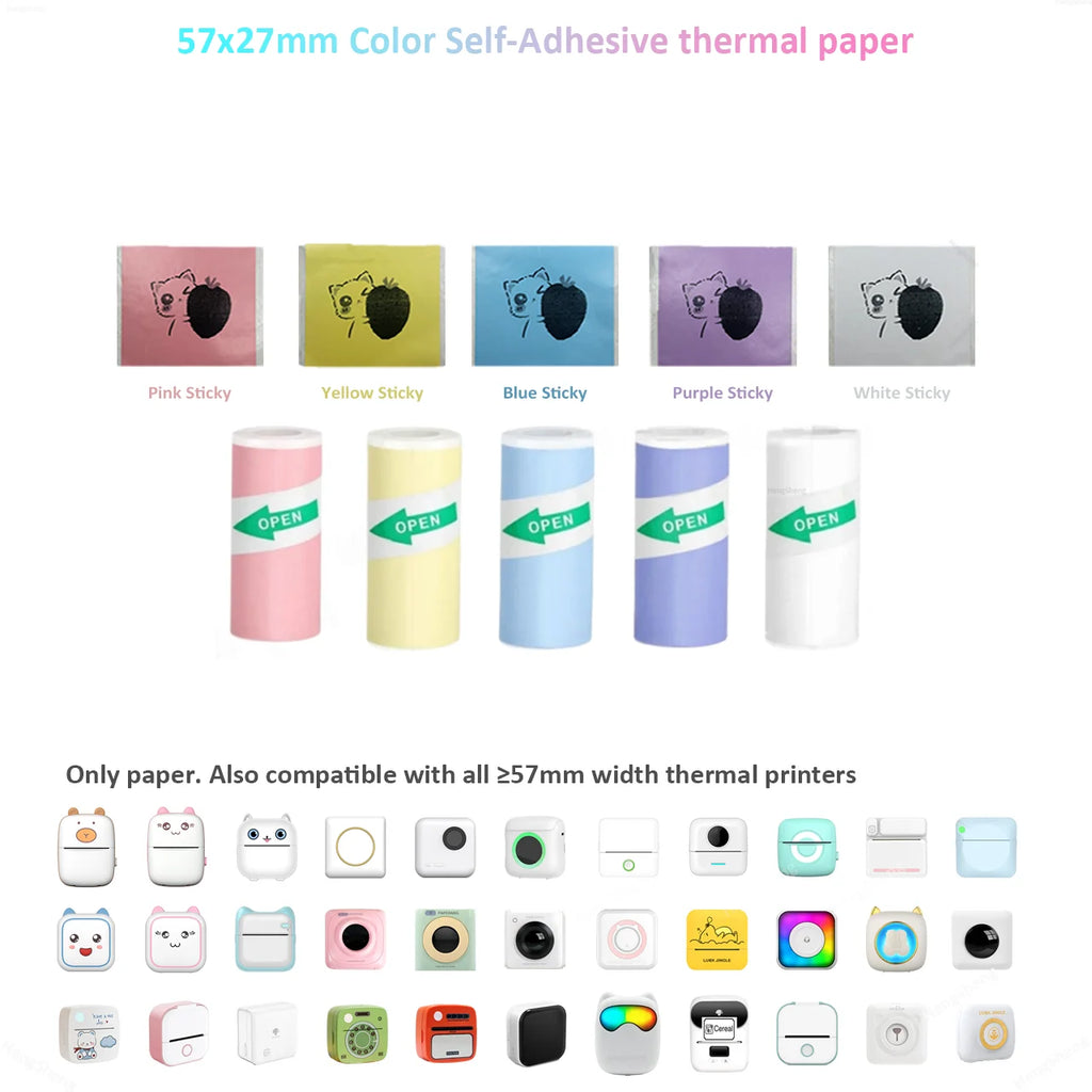 Thermal Portable Printer Mini Pocket Print Photo Thermal Label Printers With 57mm Printing Wireless BT Android And iOS Printers