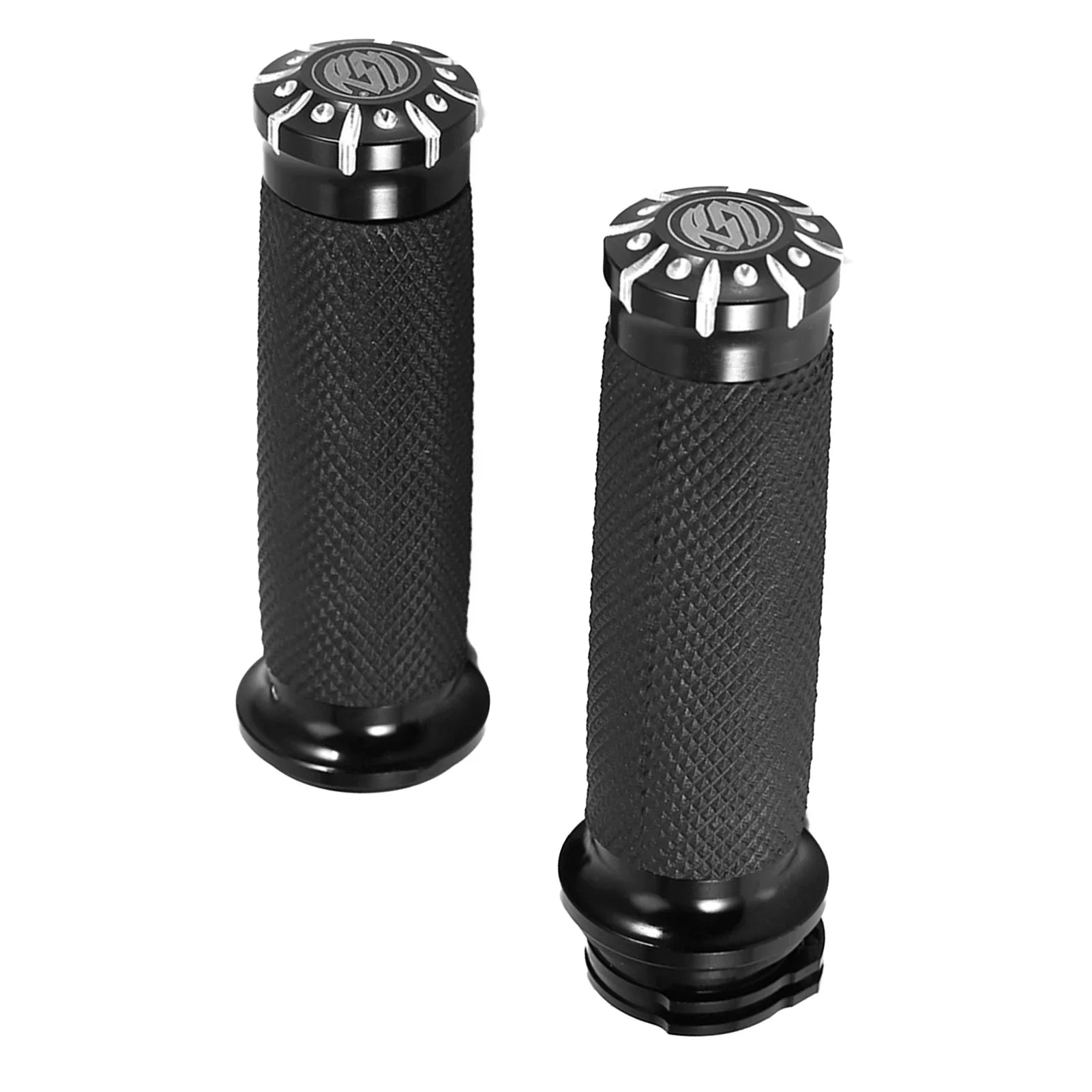 1in Motorcycle Handle Bar Hand Grips For Softail Cruiser Chopper Black US