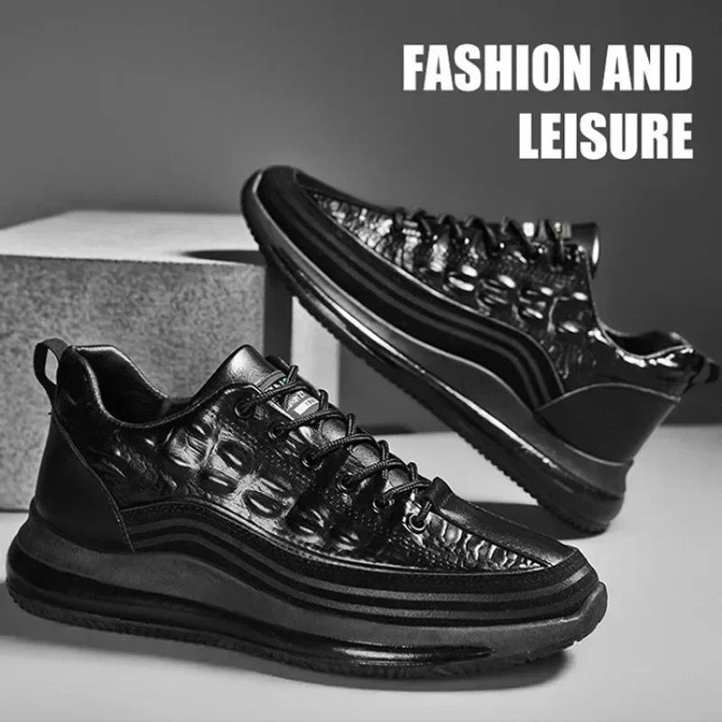 Men's Patent Leather Shoes Thick Sole Male Adult Drawstring Lace-up Shoes Vintage Retro Casual British Style Shoes Streetwear