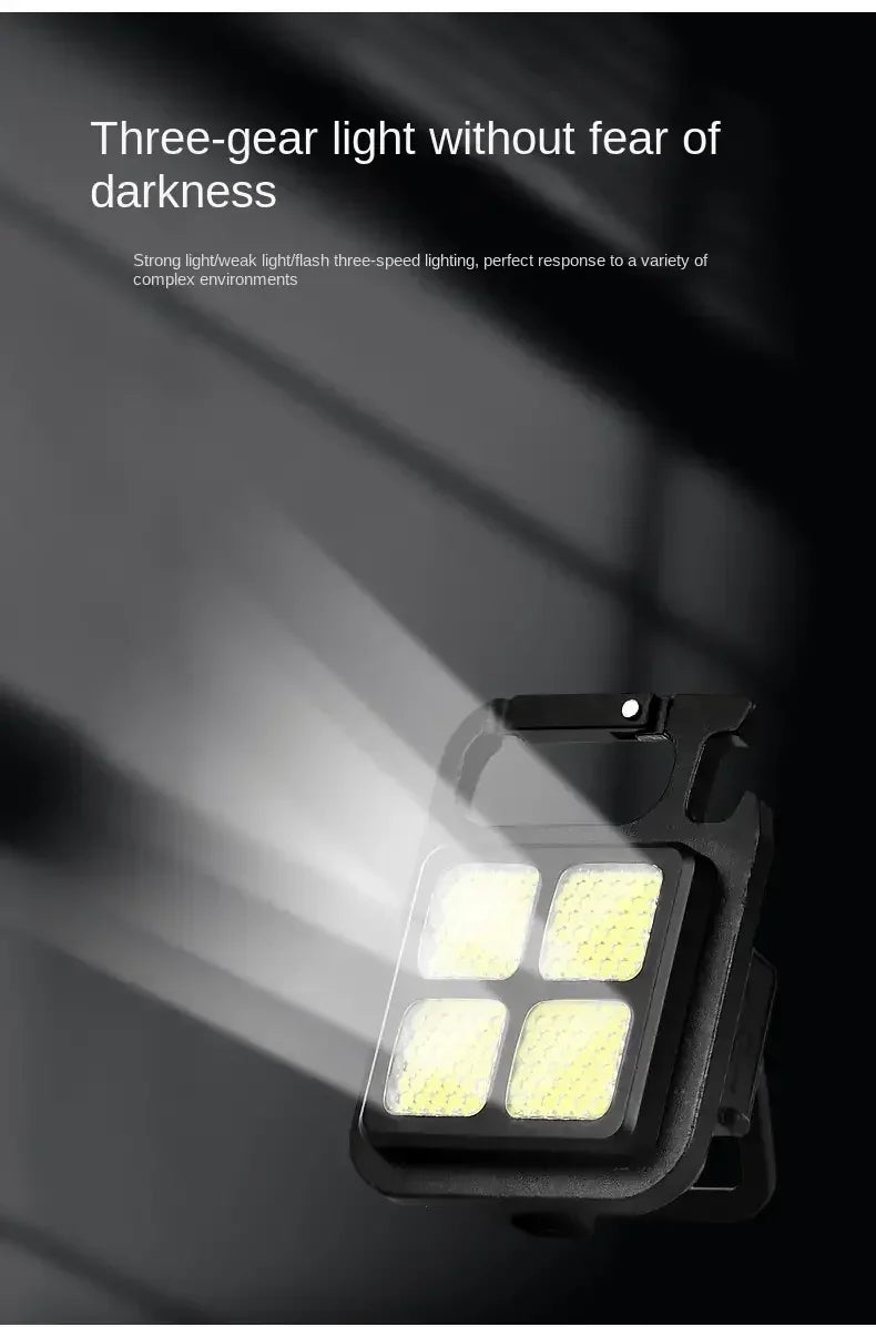 Mini LED Flashlight Keychain Light Double COB Lights USB Rechargeable Work Lights Fishing Lanterna with Magnet Built-in Battery