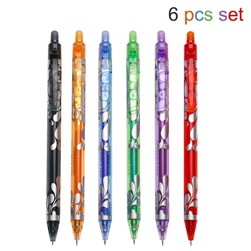 6pcs New 0.5mm Erasable Gel Pens Set 6colors Refill Rod Magic Ink Erasable Pen Washable Handle Office Writing School Stationery