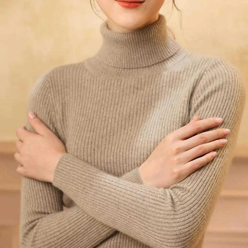 2026 Simple Women Turtleneck Sweater Winter Fashion Pullover Elastic Knit Ladies Jumper Casual Solid Black Female Basic Tops