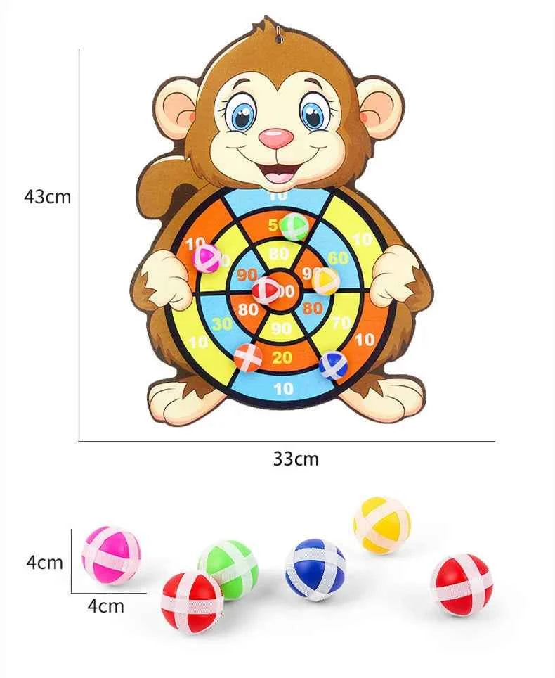 Child Montessori Toys for Kids 2 to 4 Years Old - Cartoon Animal Dart Board Sticky Ball Family Interactive Educational Toys