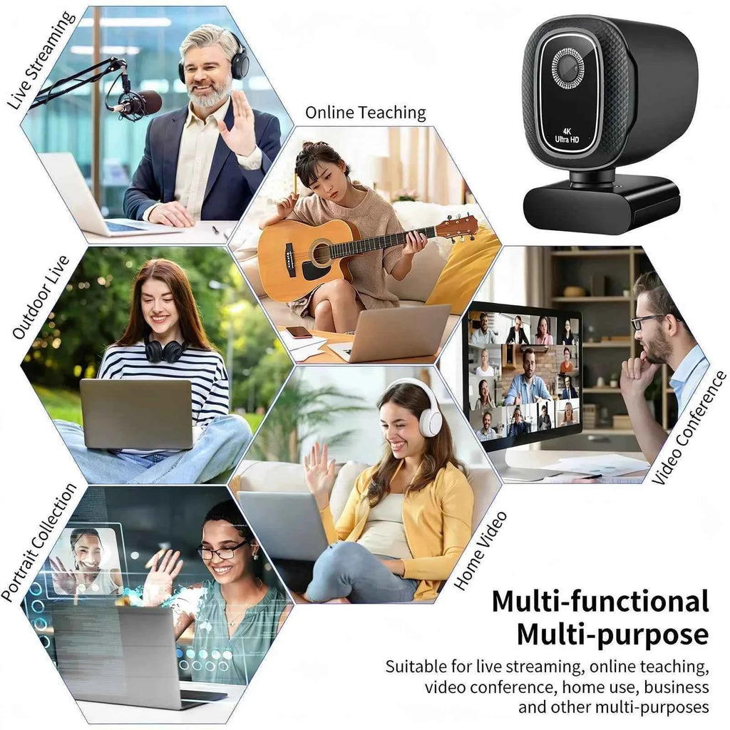Webcam 4k Streaming Web Camera 1080p 30fps Usb Camera Free Screen Rotation With Dual Ai Noise-cancelling Mic For Tiktok/youtube