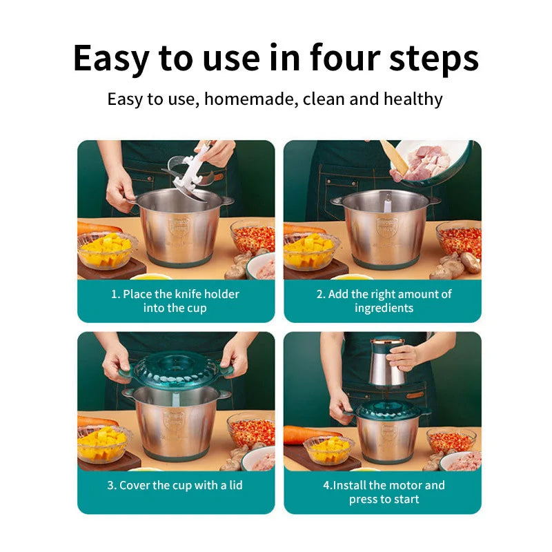 2L Meat mincer Home smoking machine multi-functional stainless steel electric meat thin meat Meat small slim slim