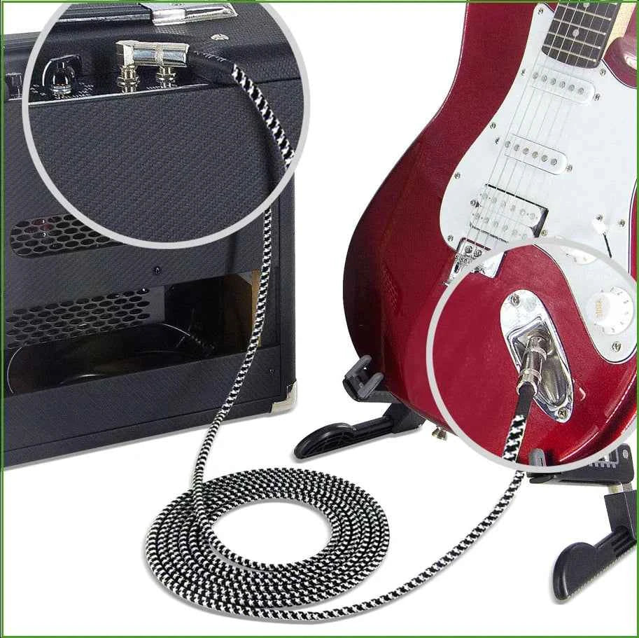 Guitar Cable 10/20ft Electric Instrument Bass AMP Cord for Electric Guitar Mandolin, Pro Audio (Right Angle to Straight, Black)