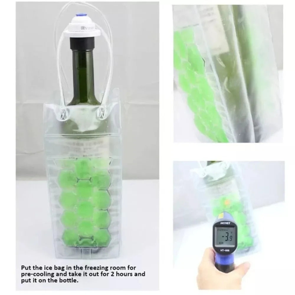 Portable Beer Iced Tote Bag Insulated Red Wine Handbag Outdoor Practical Portable PVC Gift Bag Wine Bottle Freezer Bag