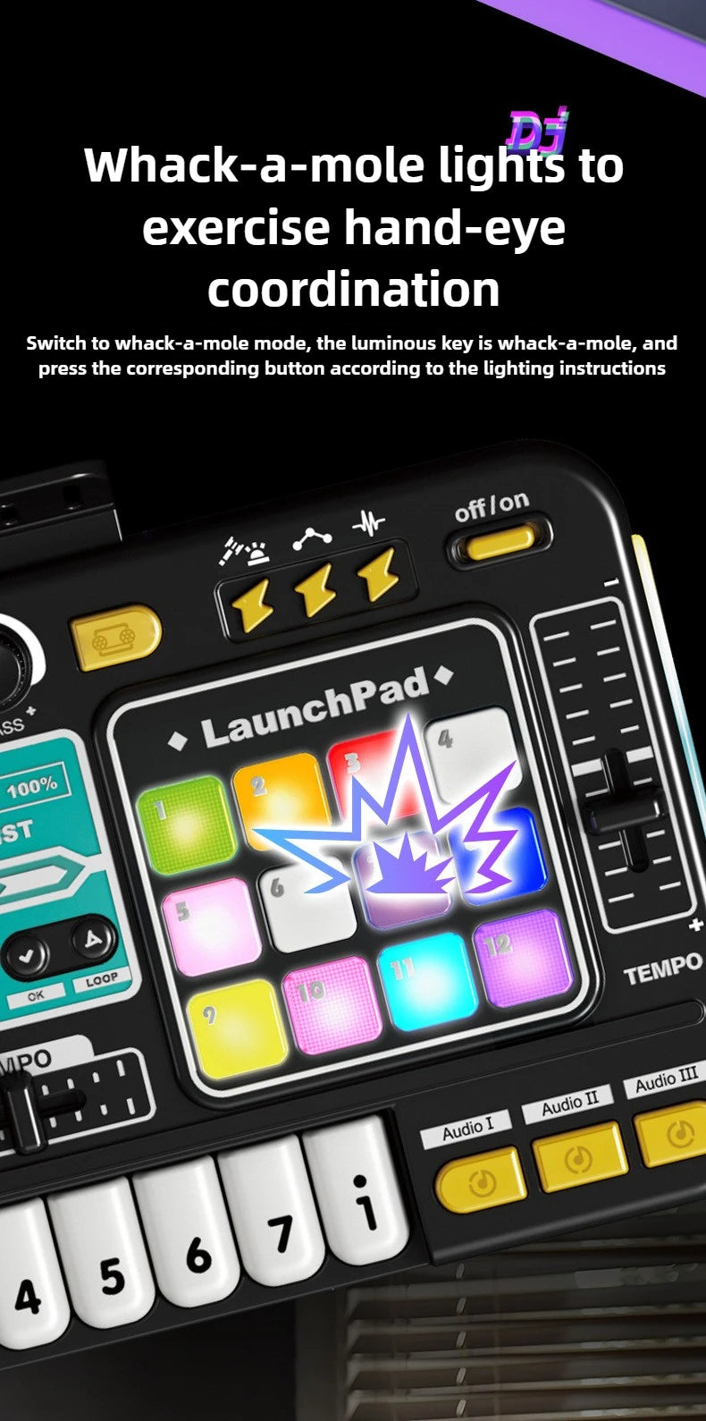 Kids Simulation DJ Mixer Controller Toys Multifunctional Music Effects Electronic Piano Keyboard Learning Birthday Gift Boy Girl