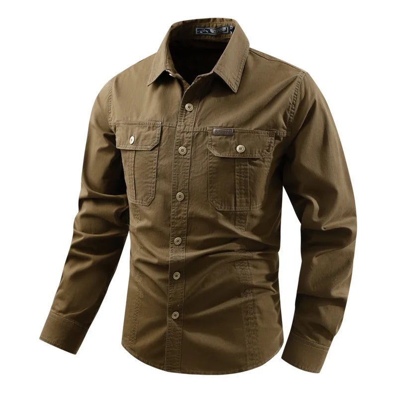 Pure Cotton Men's Shirt Men Oversized Loose Long Sleeve Cargo Shirts Men Clothing High Quality Solid Plus Size Casual Shirt 6XL