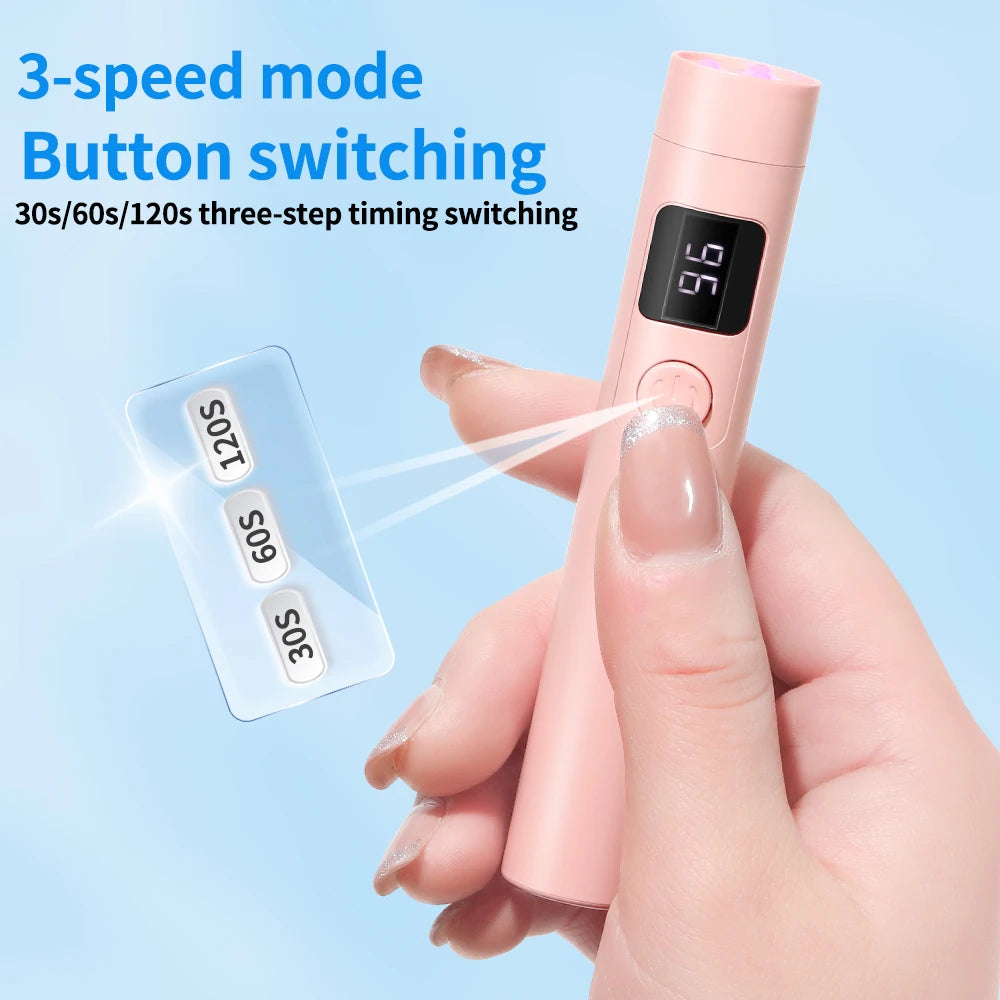 YIKOOLIN Portable Handheld UV Nail Lamp LED Mini Nail Dryer with LCD Screen USB for Gel Nails USB Rechargeable Nail Light
