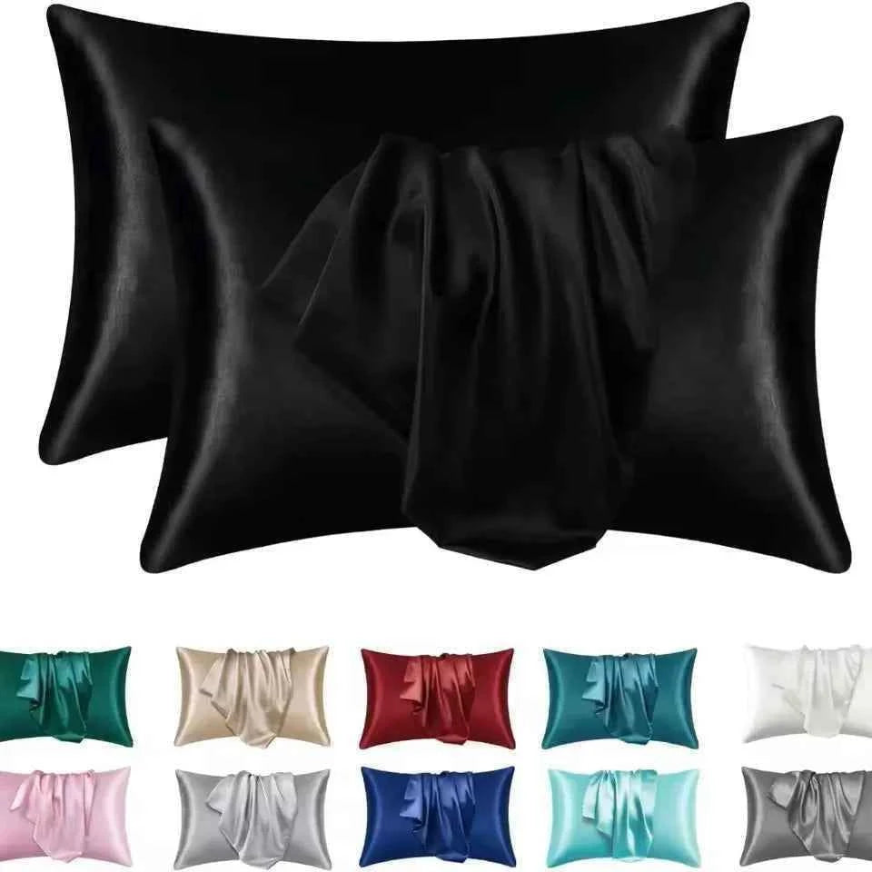 2pcs Satin Silk Pillowcase for Hair and Skin, Coral Pillow Cases Standard Size Set of Super Soft Pillow Case