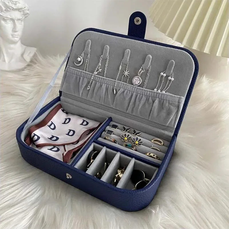 Portable Jewelry Box Jewelry Organizer Display Travel Jewelry Case Boxes Button Pu Leather Storage Zipper Jewelers Packaging