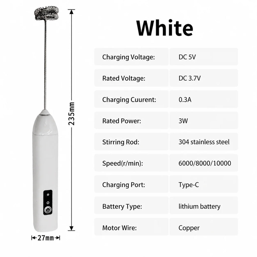 MINI Milk Frother USB Rechargeable 3 Speeds Foam Maker Coffee Whisk Mixer Electric Handle Blender Egg Beater Hot Cooking Tools