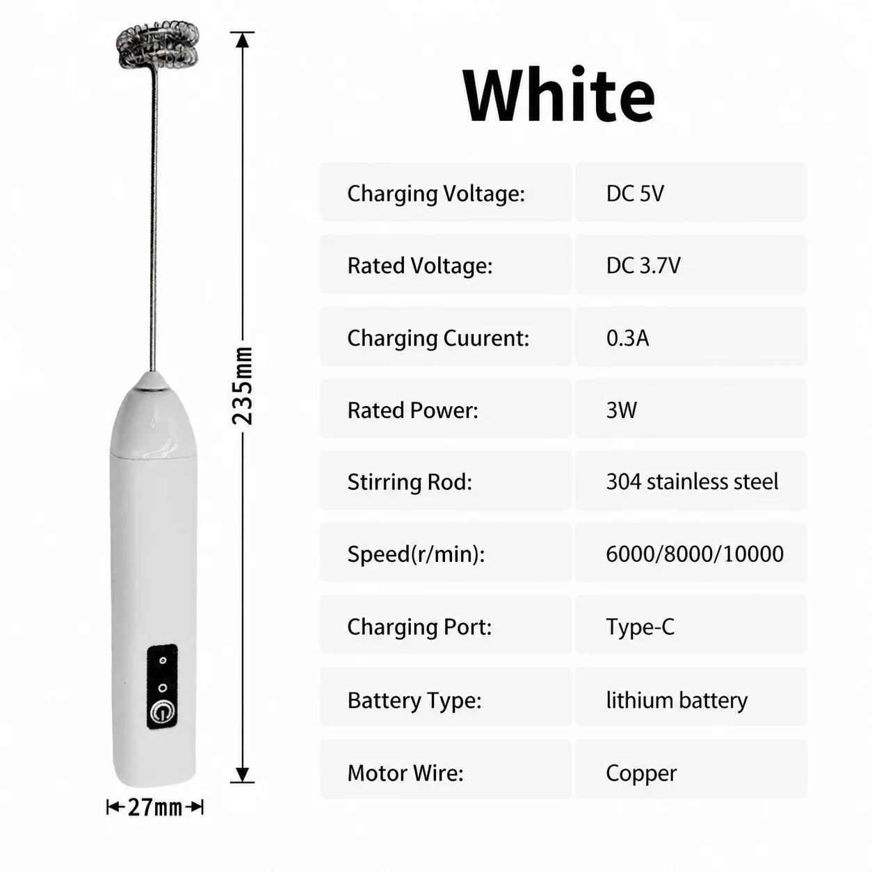 MINI Milk Frother USB Rechargeable 3 Speeds Foam Maker Coffee Whisk Mixer Electric Handle Blender Egg Beater Hot Cooking Tools