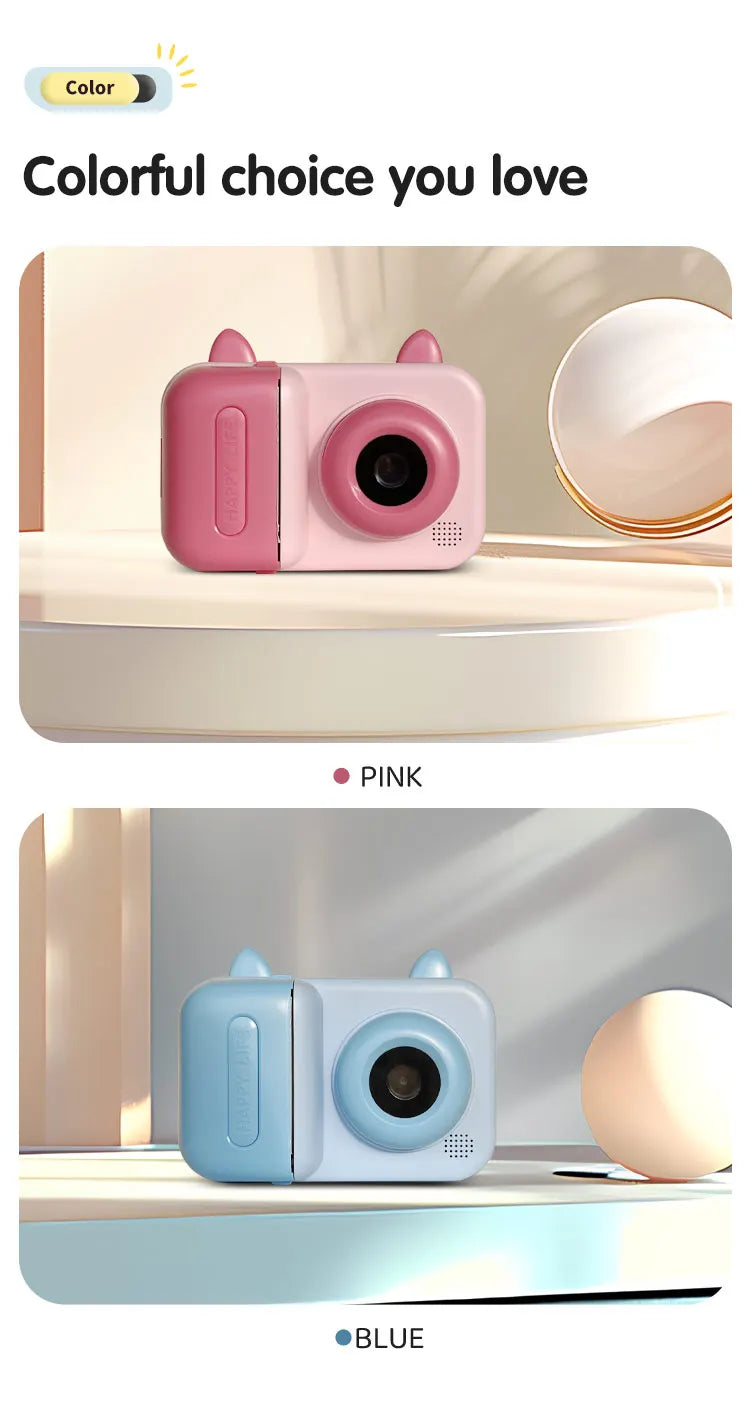 Kids' Camera Set, Instant Print Camera with Printing Function, Print Pictures, Portable Multi-Function Photo Printer Camera